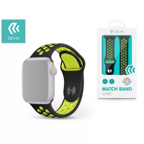  Devia Deluxe Series Sport2 Apple Watch lyukacsos sport szíj - 42/44/45/49mm - fekete/sárga