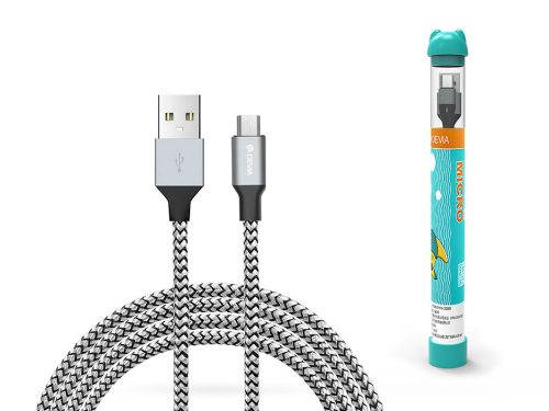 Devia USB - micro USB adat- és töltőkábel 1 m-es vezetékkel - Devia Tube for    Android USB 2.4A - silver/black