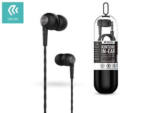 Devia sztereó felvevős fülhallgató - 3,5 mm jack - Devia Kintone V2 In-Ear WiredEarphones - fekete