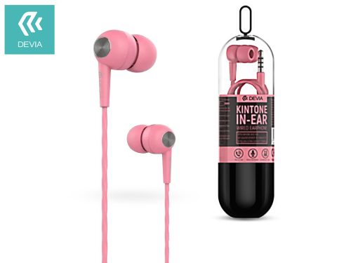 Devia univerzális sztereó felvevős fülhallgató - 3,5 mm jack - Devia Kintone V2 In-Ear Wired Earphones - pink