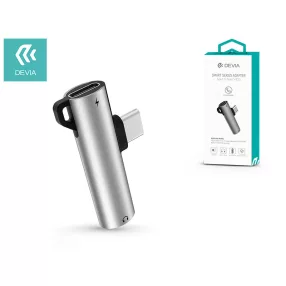   Devia USB Type-C + 3.5 mm jack adapter egyidőben történő töltéshez és           zenehallgatáshoz - Devia Smart Series Adapter Type-C + DC3.5 - ezüst