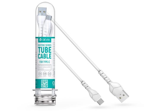 Devia USB - USB Type-C adat- és töltőkábel 1 m-es vezetékkel - Devia Kintone    Tube Cable V3 Series for USB-C - 5V/2.1A - fehér