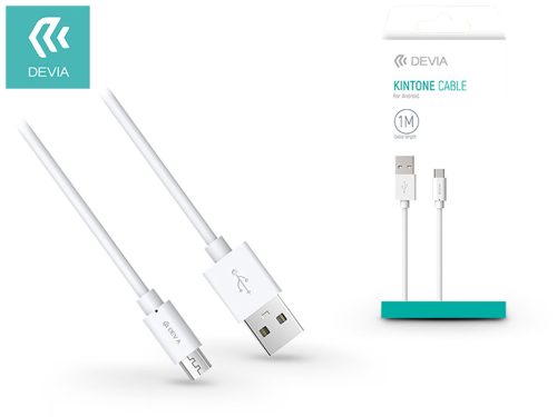 Devia USB - micro USB adat- és töltőkábel 1 m-es vezetékkel - Devia Kintone     Cable for Android - fehér