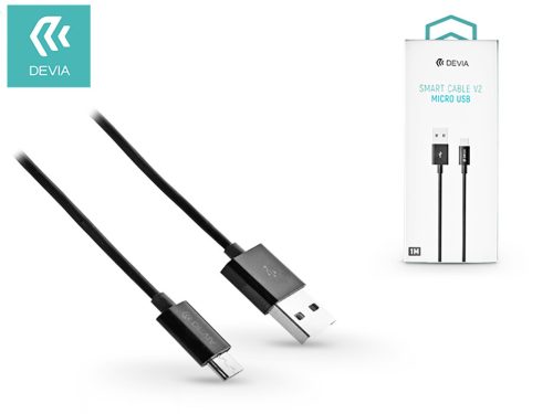 Devia USB - micro USB adat- és töltőkábel 1 m-es vezetékkel - Devia Smart Cable V2 USB 2.1A - fekete