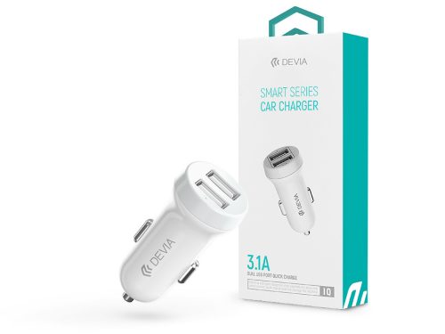 Devia Smart Dual USB szivargyújtós töltő adapter - Devia Smart Series Car Charger - 5V/3,1A - white