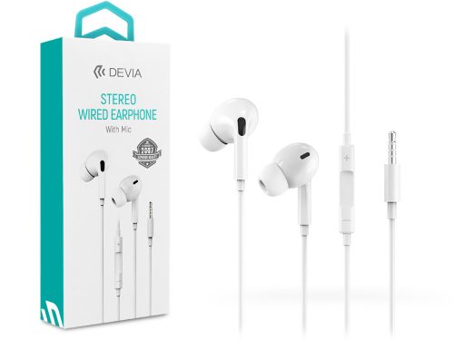 Devia univerzális sztereó felvevős fülhallgató - 3,5 mm jack - Devia Smart Series Stereo Wired Earphone - white