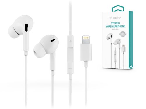 Devia univerzális sztereó felvevős fülhallgató - Lightning/Bluetooth - Devia Smart Series Stereo Wired Earphone - white