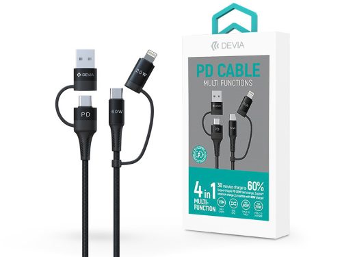 Devia Extreme Speed Series Multi Functions 4in1 USB-A/Type-C/Lightning adat- és töltőkábel - fekete
