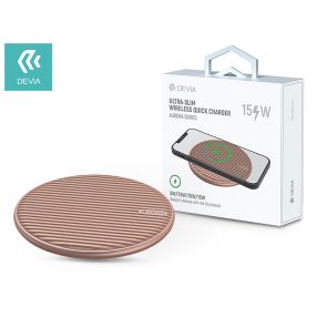   Devia Qi univerzális vezeték nélküli töltő állomás - 15W - Devia Aurora Series  V3 Ultra-Slim Wireless Quick Charger - rose gold