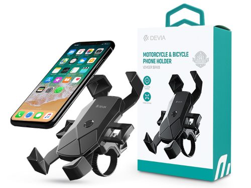 Devia univerzális kerékpárra / motorkerékpárra szerelhető telefontartó 4,7-7.0" méretű készülékekhez - Devia Voyager Series Motorcycle Bicycle Phone Holder -   fekete