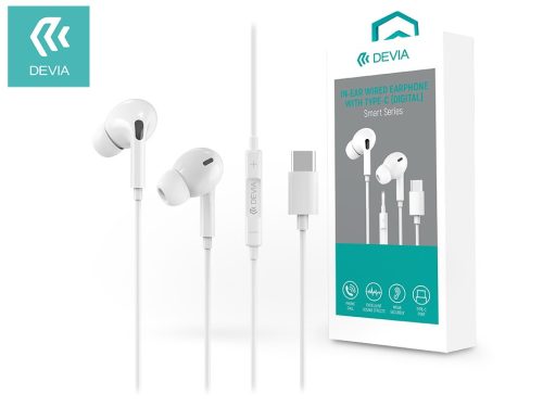 Devia sztereó felvevős fülhallgató USB Type-C csatlakozóval - Devia Smart SeriesIn-Ear Wired Earphone with Type-C (Digital) - fehér