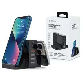   Devia asztali töltő állomás 4xUSB + 2xType-C PD bemenettel - 80W - Devia ExtremeSpeed Series Multi-port Desktop Charger - fekete