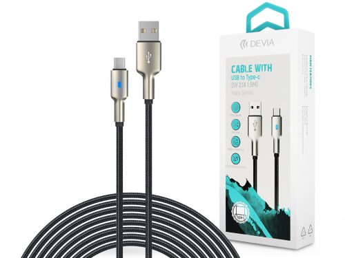 Devia USB - USB Type-C adat- és töltőkábel 1,5 m-es vezetékkel - Devia Mars     Series Cable With Type-C - 5V/2,1A - ezüst/fekete