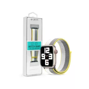   Devia Nylon Woven Braided Apple Watch szövet sport szíj - 38/40/41mm - fehér/szürke