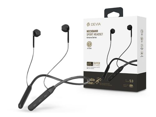 Devia Sport Bluetooth sztereó fülhallgató v5.0 - Devia Kintone Series Neckband  Sport Wireless Earphone - fekete