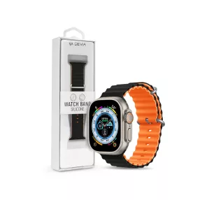  Devia Deluxe Series Sport6 Apple Watch szilikon sport szíj - 42/44/45/49mm - fekete/narancs