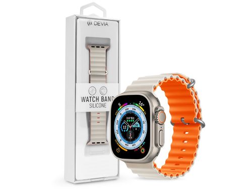 Apple Watch szilikon sport szíj - Deluxe Series Sport6 Silicone Two-tone Watch  Band - 42/44/45/49 mm - starlight/orange