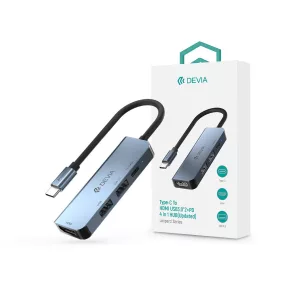   Devia Leopard Series 4 in 1 USB Type-C - 2xUSB/PD/HDMI elosztó/adapter - (Updated) - szürke