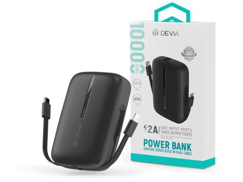 Devia Kintone Series - USB + Type-C - powerbank + Type-C/Lightning kábel - 10.000 mAh - fekete