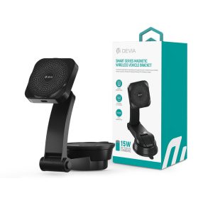   Devia Smart Series Magnetic 15W műszerfalra/szélvédőre vezeték nélküli autós töltő/tartó - fekete