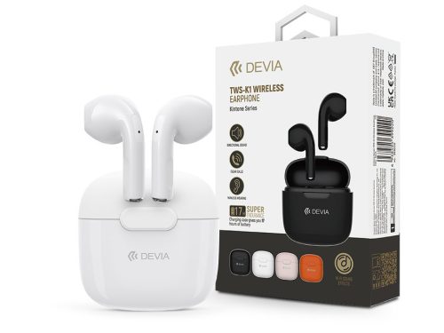 Devia TWS Bluetooth sztereó headset v5.3 + töltőtok - Devia TWS-K1 Wireless     Earphone with Charging Case - fehér