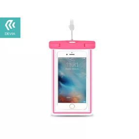   Univerzális vízálló védőtok max. 5,5'' méretű készülékekhez - Devia Ranger      Fluorescence Waterproof Bag - rózsaszín