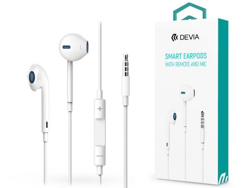 Devia univerzális sztereó felvevős fülhallgató - 3,5 mm jack - Devia Smart Earpods - white