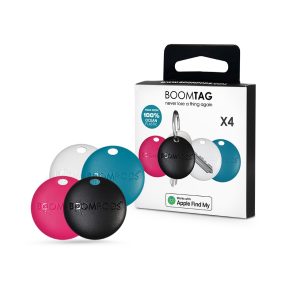   Boompods bluetooth tracker tag - Boompods Boomtag - 4 db/csomag -               fekete/fehér/kék/rózsaszín