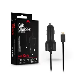   Maxlife lightning szivargyújtó töltő 1 m-es vezetékkel - 10W - Maxlife MXCC-02  Lightning Car Fast Charger - fekete