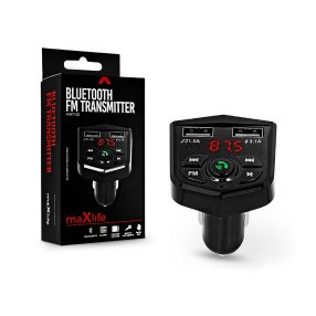   Maxlife MXFT-02 Bluetooth FM-transmitter/autós töltő 15W - 2xUSB/microSD kártyaolvasó - fekete