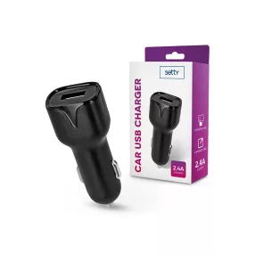   Setty USB szivargyújtó töltő adapter - 12W - Setty Car USB Charger - fekete