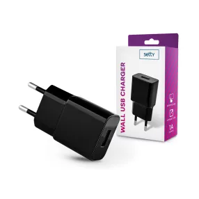   Setty USB hálózati töltő adapter - 5W - Setty USB Wall Charger - fekete