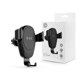   Setty IUS-01 10W Qi vezeték nélküli autós tartó/gyorstöltő szellőzőrácsba - fekete