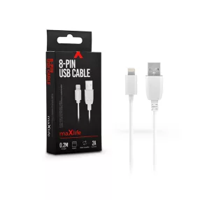   Maxlife USB - Lightning adat- és töltőkábel 20 cm-es vezetékkel - Maxlife 8-PIN Power Bank USB Cable - 5V/2A - fehér