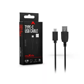   Maxlife USB/USB Type-C adat- és töltőkábel 20cm - 5V/2A - fekete