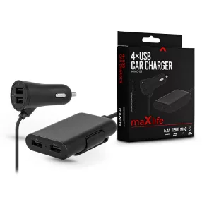   Maxlife 4xUSB szivargyújtó töltő adapter - 12W - Maxlife MXCC-03 USB Car Charger- fekete
