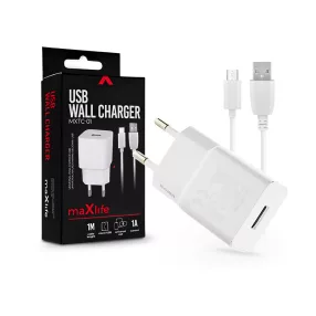   Maxlife MXTC-01 5W hálózati töltő adapter + USB/microUSB kábel 1m - fehér