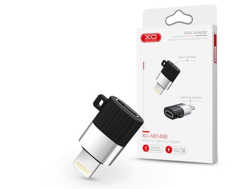 XO micro USB - Lightning adapter - XO NB149B Micro to Lightning Adapter - 2.4A - fekete/ezüst