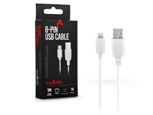 Maxlife USB - Lightning adat- és töltőkábel 1 m-es vezetékkel - Maxlife 8-PIN   USB Cable - 5V/1A - fehér