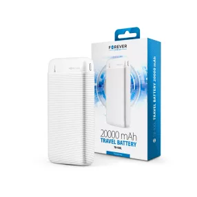   Forever hordozható külső akkumulátor / power bank - 20.000 mAh - Forever TB-100L - 2xUSB + Type-C + microUSB - fehér