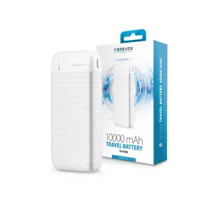   Forever hordozható külső akkumulátor / power bank - 10.000 mAh - Forever TB-100M- USB + Type-C + microUSB - fehér