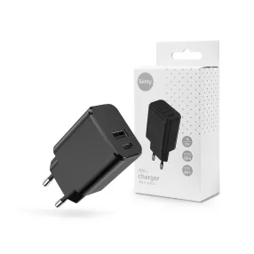   Setty hálózati töltő adapter Type-C + USB bemenettel - 20W - Setty USB/USB-C    Wall Charger PD3.0  - fekete