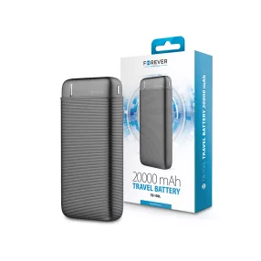   Forever hordozható külső akkumulátor / power bank - 20.000 mAh - Forever TB-100L- 2xUSB + Type-C + microUSB - fekete