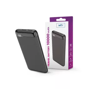   Setty hordozható külső akkumulátor / power bank - 10.000 mAh - Setty Traveler   Battery - 2xUSB + microUSB + Type-C - fekete
