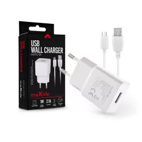   Maxlife MXTC-01 10W hálózati töltő adapter + USB/microUSB kábel 1m - fehér