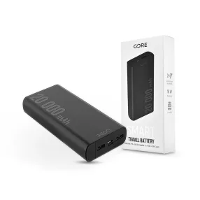   Core hordozható külső akkumulátor / power bank - 20.000 mAh - Core SPF-02 Smart - 2xUSB + Type-C + PD + QC3.0 - fekete