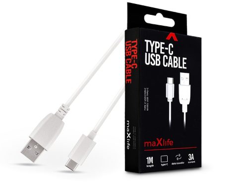 Maxlife USB - USB Type-C adat- és töltőkábel 1 m-es vezetékkel - Maxlife USB    Type-C Cable - 5V/3A - fehér