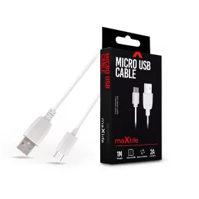 Maxlife 10W USB/microUSB adat- és töltőkábel 1m - fehér