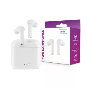   Setty TWS Bluetooth sztereó headset v5.0 + töltőtok - Setty ECA-01 True WirelessEarphones with Charging Case - fehér