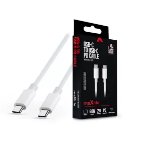   Maxlife MXUC-05 60W PD Type-C/Type-C adat- és töltőkábel 2m - fehér